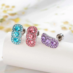 Cartilage Stud Earring Titanium Steel Copper Cubic Zirconia Micro Pave Arched Geometric Helix Piercing Jewelry For Women