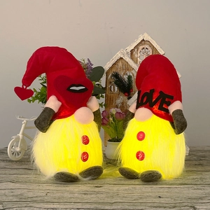 Light-up Valentine Gnomes with LOVE lettering and heart motifs for festive home decor
