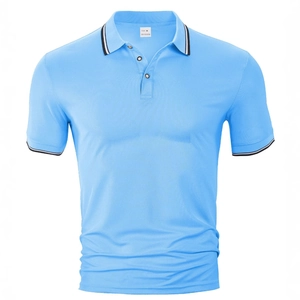Polo Homme Manches Courtes 100% Polyester Piqué Respirant Col Rabattu Décontracté Ample Sport Mode Haut