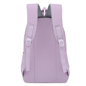 Waterproof 15.6 inch nylon backpack in light purple with breathable mesh shoulder straps