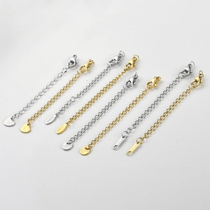 Stainless Steel Extension Chain Lobster Clasp Heart Round Pendant Jewelry Making Findings DIY Accessory For Necklace