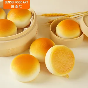 Simulation Roasted Bun Bread Squishy Toy PU Slow Rebound Stress Relief Realistic Food Model Desk Decoration Photo Prop