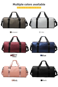 Versatile fitness bags shown in six colors with waterproof nylon and detachable straps