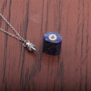 Lapis lazuli essential oil bottle necklace with silver stainless steel pendant
