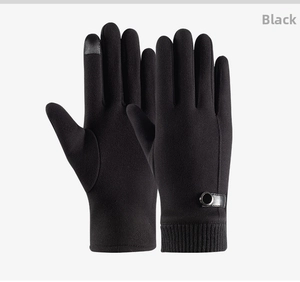 Gants d'hiver noirs coupe-vent pour hommes avec fonction tactile et poignets élastiques tricotés