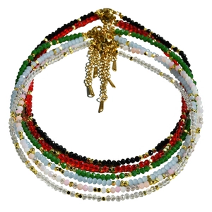 Colorful faceted crystal beaded necklaces with gold stainless steel lobster clasps