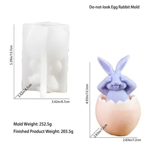 Dettagli dello stampo in silicone a forma di coniglio con dimensioni e figura di coniglio