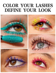 Bunte wasserfeste Wimperntusche für langanhaltendes Volumen, starken Schwung und strahlenden Look.