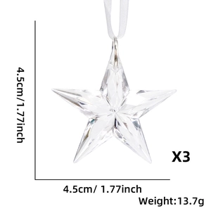 Detailed view of 3D clear star ornament dimensions 4.5cm for Christmas tree decoration