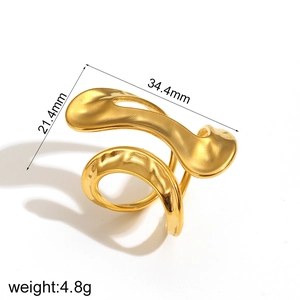 Detailed size chart showing 34.4mm length and 4.8g weight for gold snake ring