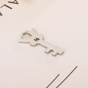 Stainless steel silver key pendant with hollow heart and wings for DIY jewelry making