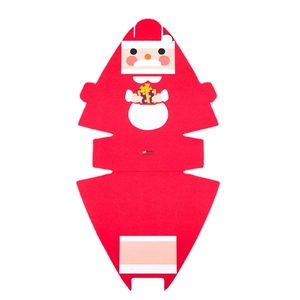 Flat unfolded Christmas gift box featuring a red Santa Claus design for candy packaging