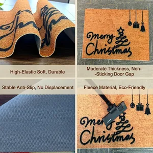 Christmas welcome doormat with Merry Christmas print and non-slip rubber backing