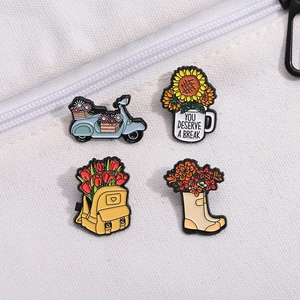 Ensemble de broches émaillées créatives tournesols et fleurs pour sacs et vêtements