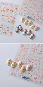 Détails des autocollants nail art relief 3D TS-3996 avec motifs ours et nœuds mignons