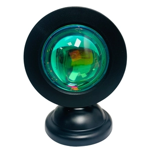 Modern black RGB sunset projection lamp with green and blue lenses for ambient mood lighting