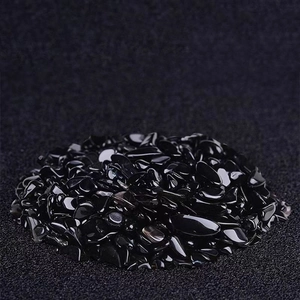Polished natural black obsidian crystal crushed stones for home and aquarium decoration
