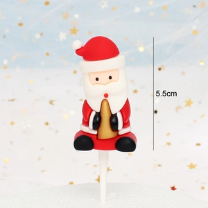 5.5cm Santa Claus soft glue cake topper for festive Christmas dessert decoration