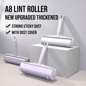 Lint roller set with ergonomic handle and protective cover for clothes and bedding