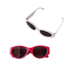 Retro oval leopard print sunglasses in white and rose pink colors with dark UV lenses
