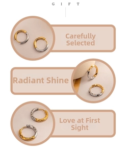 Three-style set of two-tone hoop earrings with polished, twisted, and hammered textures