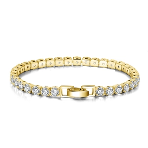 Elegant s925 sterling silver tennis bracelet with sparkling cubic zirconia in 18k gold finish
