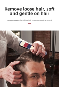 Brosse de barbier pour le cou avec manche rayé tricolore pour nettoyer les petits cheveux