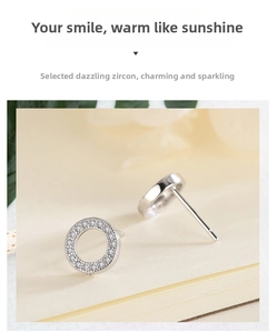 Macro shot of silver-tone hollow circle earrings with micro-pave cubic zirconia crystals