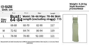 Detailed size guide table for sexy lace slim fit long dress including bust and waist data