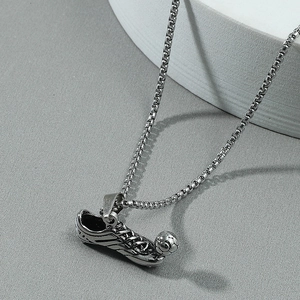 Soccer Shoe Pendant Necklace Alloy Sporty Hip Hop Soccer Ball Jewelry With Square Link Chain For Men