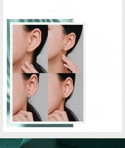 Detail shots of four geometric s925 silver stud earrings featuring blue turquoise insets