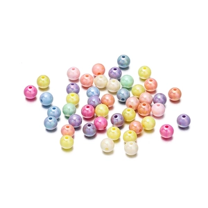 Colorful Acrylic Pearlized Round Beads For DIY Jewelry Making Loose Beads With Through Hole For Bracelet Necklace