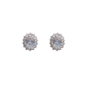 Eleganti orecchini a perno ovali in argento s925 con diamanti in cristallo cz