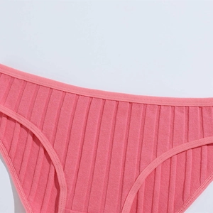 Close-up of pink ribbed cotton panty showing soft knit texture and elastic waistband