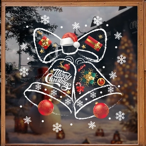 Christmas window stickers with bells, bows and stars for festive glass door decoration