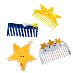 Colorful cartoon star-shaped anti-static hair combs set for children in yellow and blue