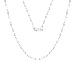 Minimalist 925 Sterling Silver Paperclip Necklace Unisex Electroplated Geometric Link Chain Jewelry Daily Independent Style