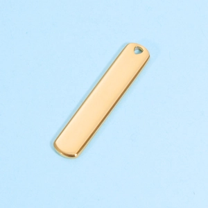 Polished gold rectangular stainless steel pendant with pre-drilled hole for DIY jewelry