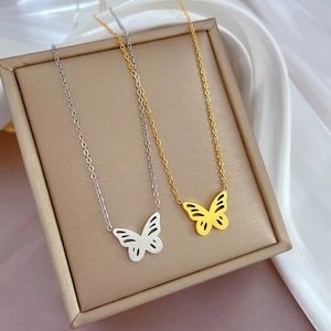 Collana Con Pendente A Farfalla Acciaio Inossidabile Design Cavo Minimalista Catena Per Clavicola Gioielli Donna