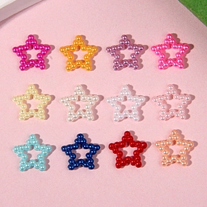 Hollow star shaped imitation pearl beads in various vibrant colors for DIY crafts