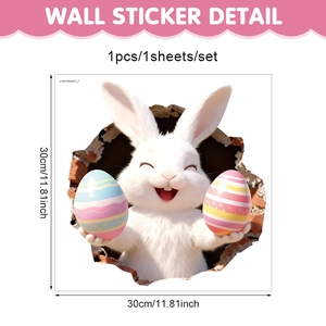 Wandsticker mit 3D-Osterhasen und Riss-Effekt, Detailansicht in der Größe 30x30 cm