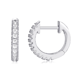 Orecchini a cerchio alla moda con zirconi scintillanti in una finitura argento chic