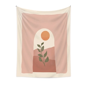 Tapisserie bohème avec arches abstraites et coucher de soleil pour décoration murale
