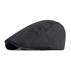 Casquette Plate Vintage Style Britannique À Carreaux Respirante Aspect Lin Newsboy Ivy Gatsby Chapeau Pour Hommes Rétro Réglable