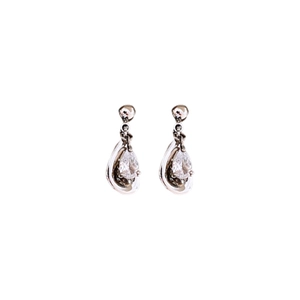 Elegant silver teardrop earrings with sparkling oval zircon stones in a minimalist design