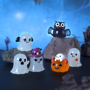 Luminous Resin Ghost Owl Ornaments Halloween Decor Glow In The Dark Micro Landscape DIY Crafts Car Dashboard Accessory