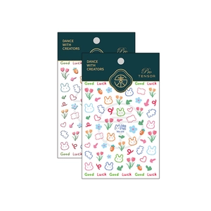 3D ultra-thin cartoon nail stickers set with cute rabbits and tulips for nail art decor