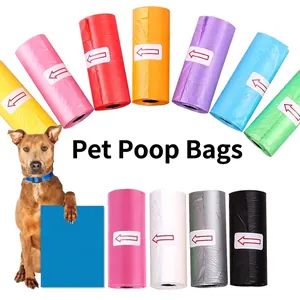 Pet Poop Bags Waste Disposal Refill Rolls For Dogs Leakproof Thickened Plastic Outdoor Walking Clean Up Paw Print Design