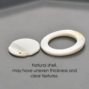 Natural white shell pendants with round and hollow oval shapes for DIY jewelry making