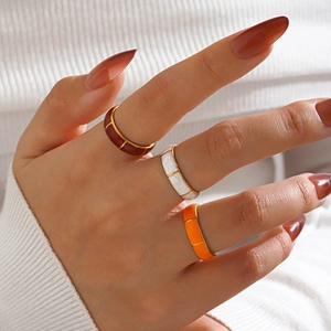 Stainless Steel Enamel Open Ring Bamboo Joint Adjustable Western Fashion Jewelry For Women